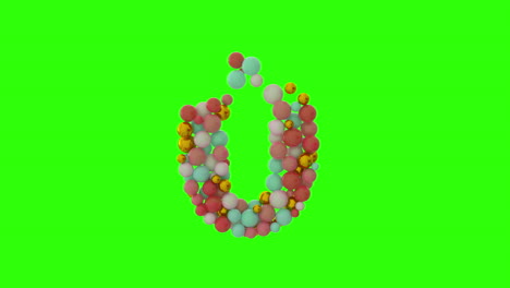 Green-Screen-Number-0-made-of-spheres